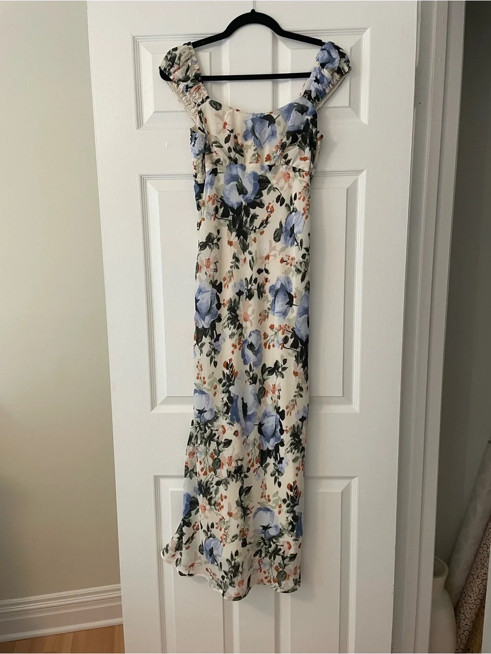 Abercrombie Floral Dress in Cream and Blue